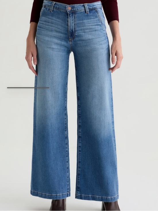 AG Jeans Denim - Stella Medium Light Blue Wide-Leg High-Rise Jeans